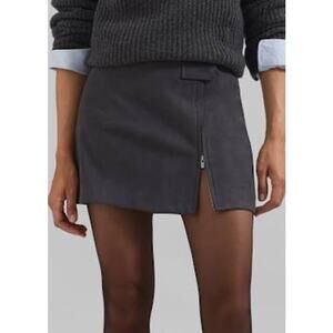 The Frankie Shop Polly Faux Suede Mini Skirt Size S Charcoal NWT
